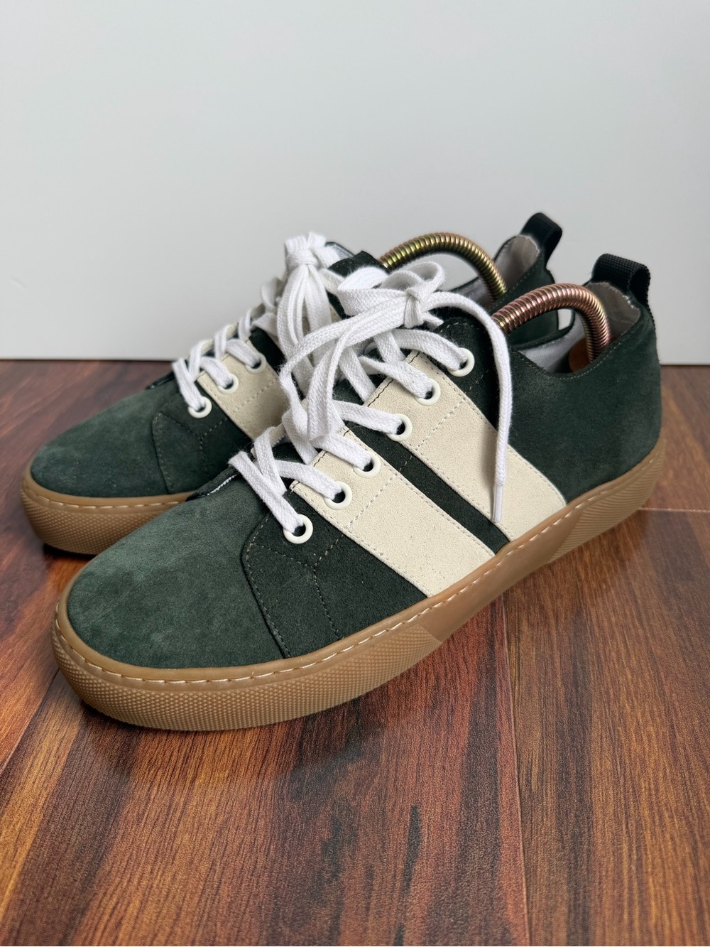 James Perse Suede Gumshoe Striped Sneaker Hunter Green